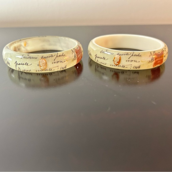 AMEDEO NYC Bangle Bracelet Set Vintage Set of3 CAMEO Lettera D'Amore Love Letter - Picture 6 of 9